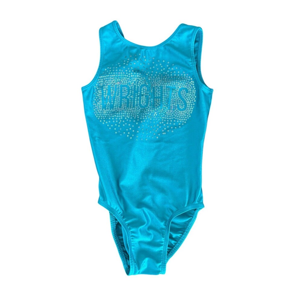 Wrights Ozone Gymnastics Turquoise Sequins Leotard‎ Size Youth Medium
